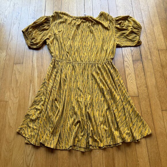 Anthropologie Daily Practice Size L Yellow & Gray Aztec Blouson Mini Dress - Picture 14 of 16